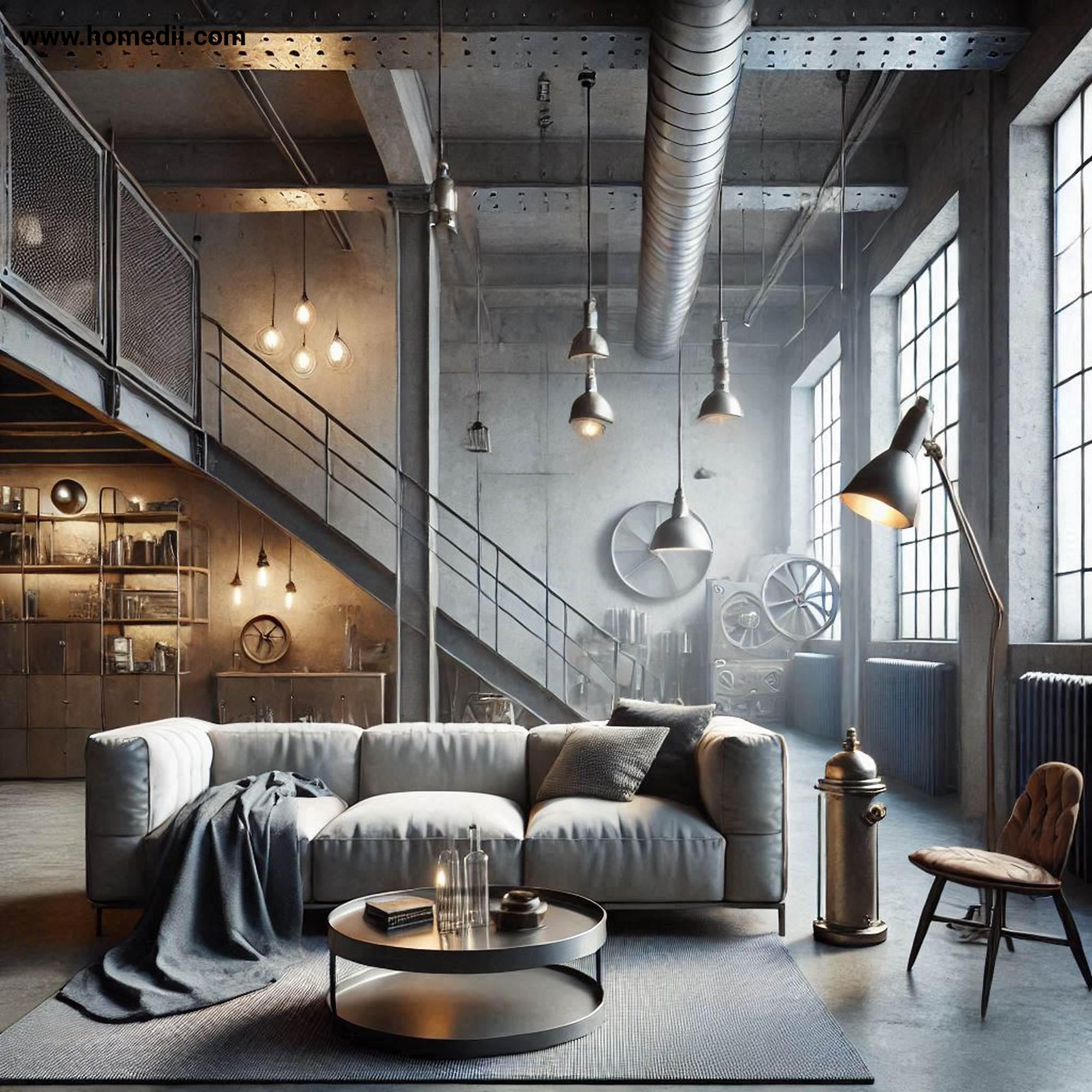 Industrial Living Room - Incorporate Metal Accents with Steel, Iron, Aluminum, Metal Furniture, Metal Lighting!