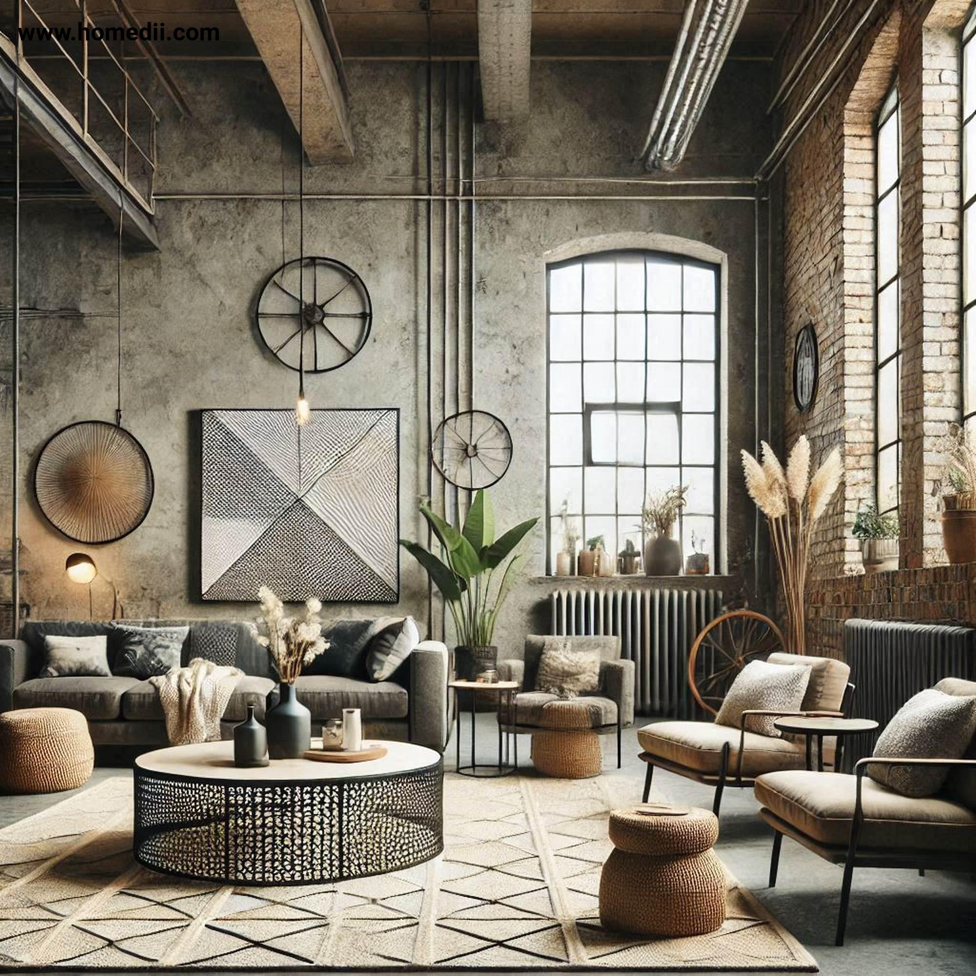 Industrial Living Room - Incorporate Rugs For Warmth And Texture with Rugs, Wool Rugs, Jute Rugs, Geometric Patterns!