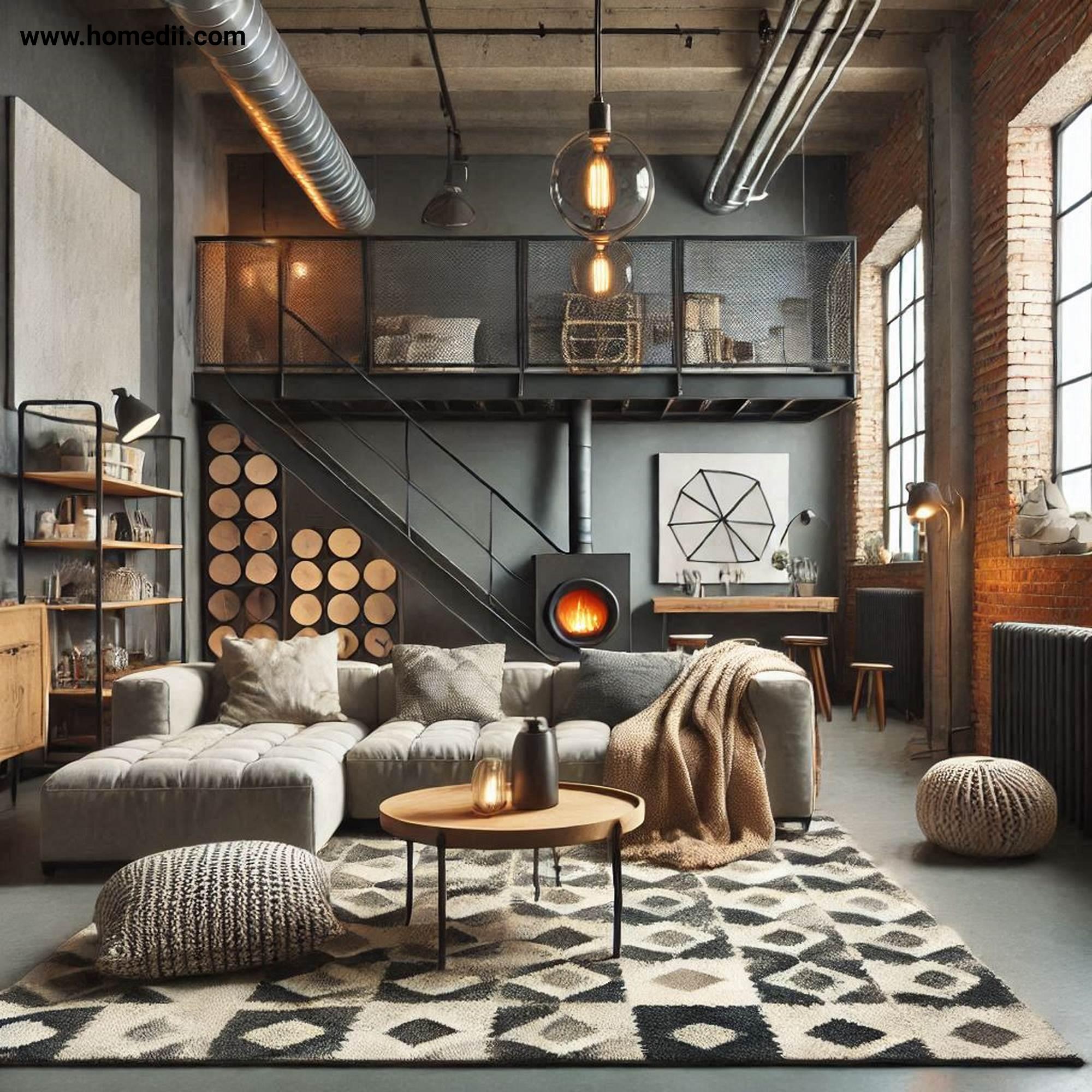 Industrial Living Room - Incorporate Rugs For Warmth And Texture with Rugs, Wool Rugs, Jute Rugs, Geometric Patterns!