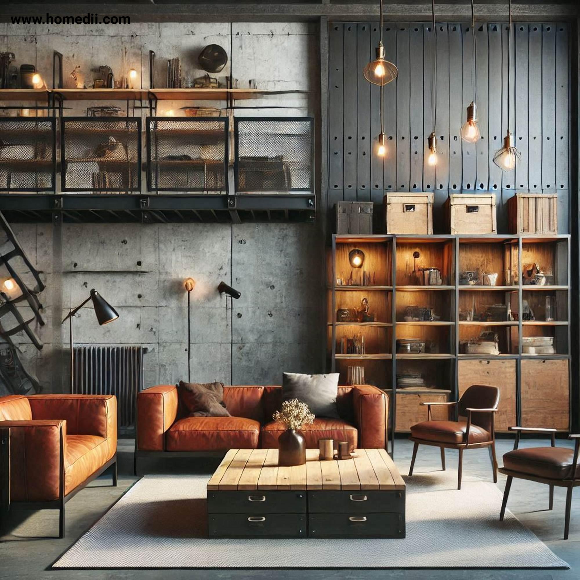 Industrial Living Room - Prioritize Functional And Durable Furniture with Functional Furniture, Durable Furniture, Metal Furniture, Wood Furniture, Leather Sofas, Metal Chairs, Wooden Workbenches!