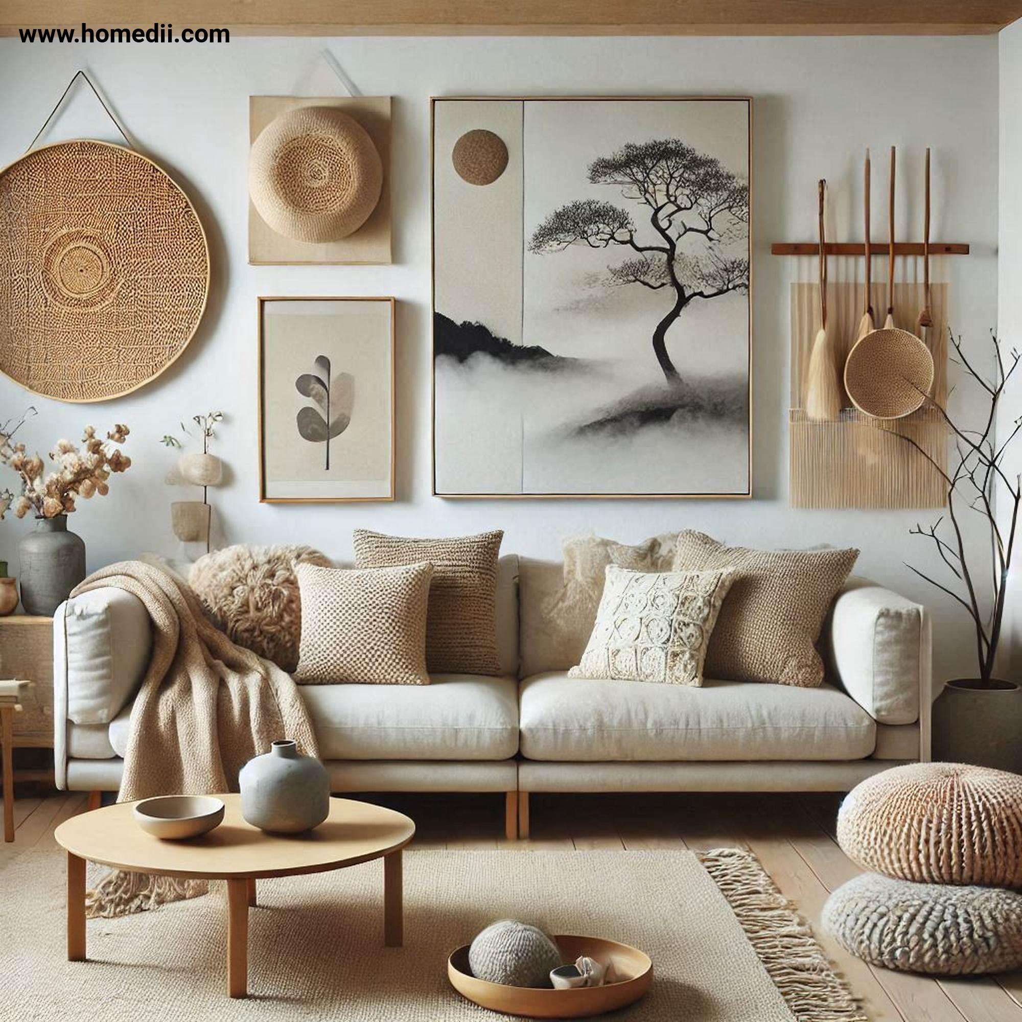 Japandi Living Room - Add Soft Textures with Wool Throws, Plush Cushions, Woven Rugs!