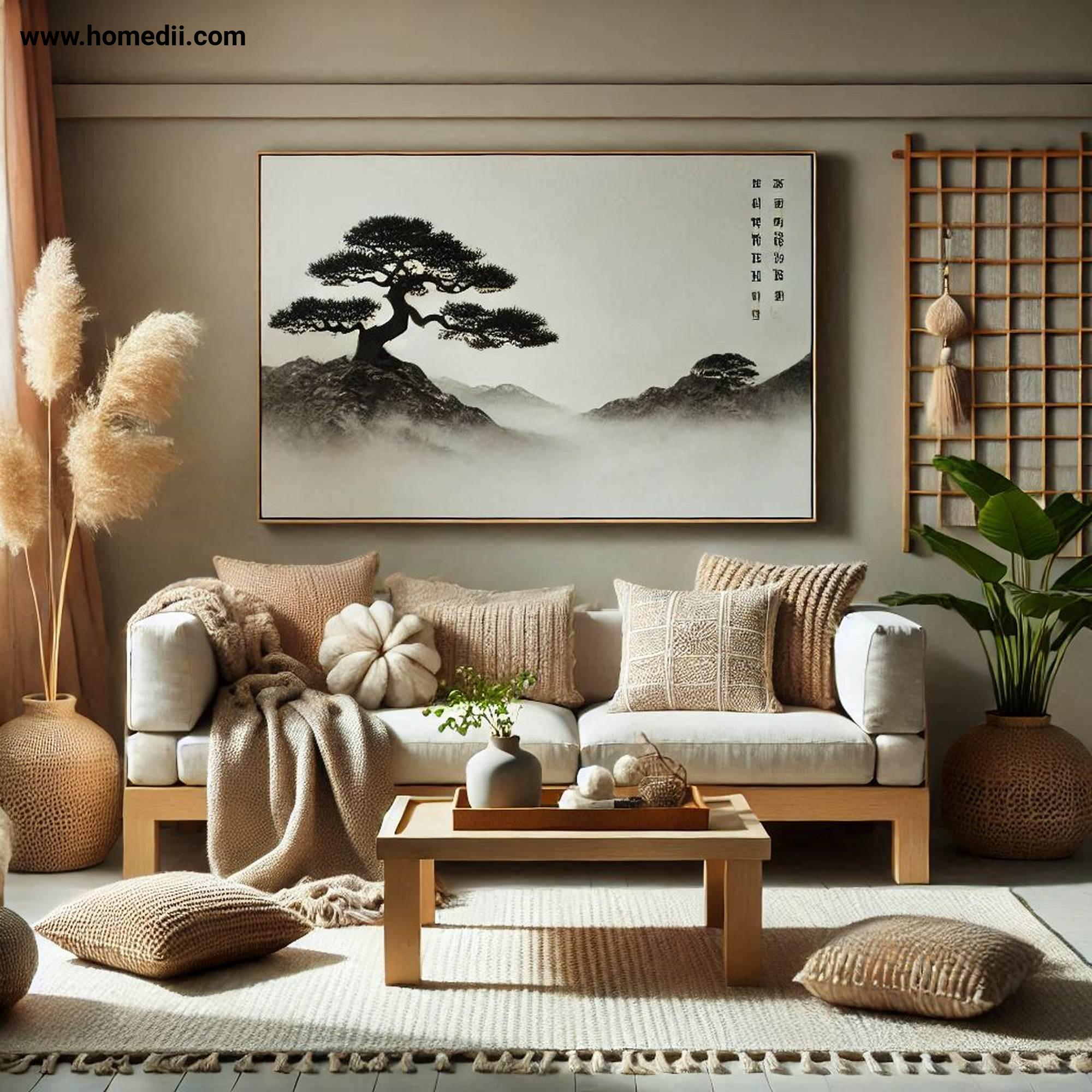 Japandi Living Room - Add Soft Textures with Wool Throws, Plush Cushions, Woven Rugs!