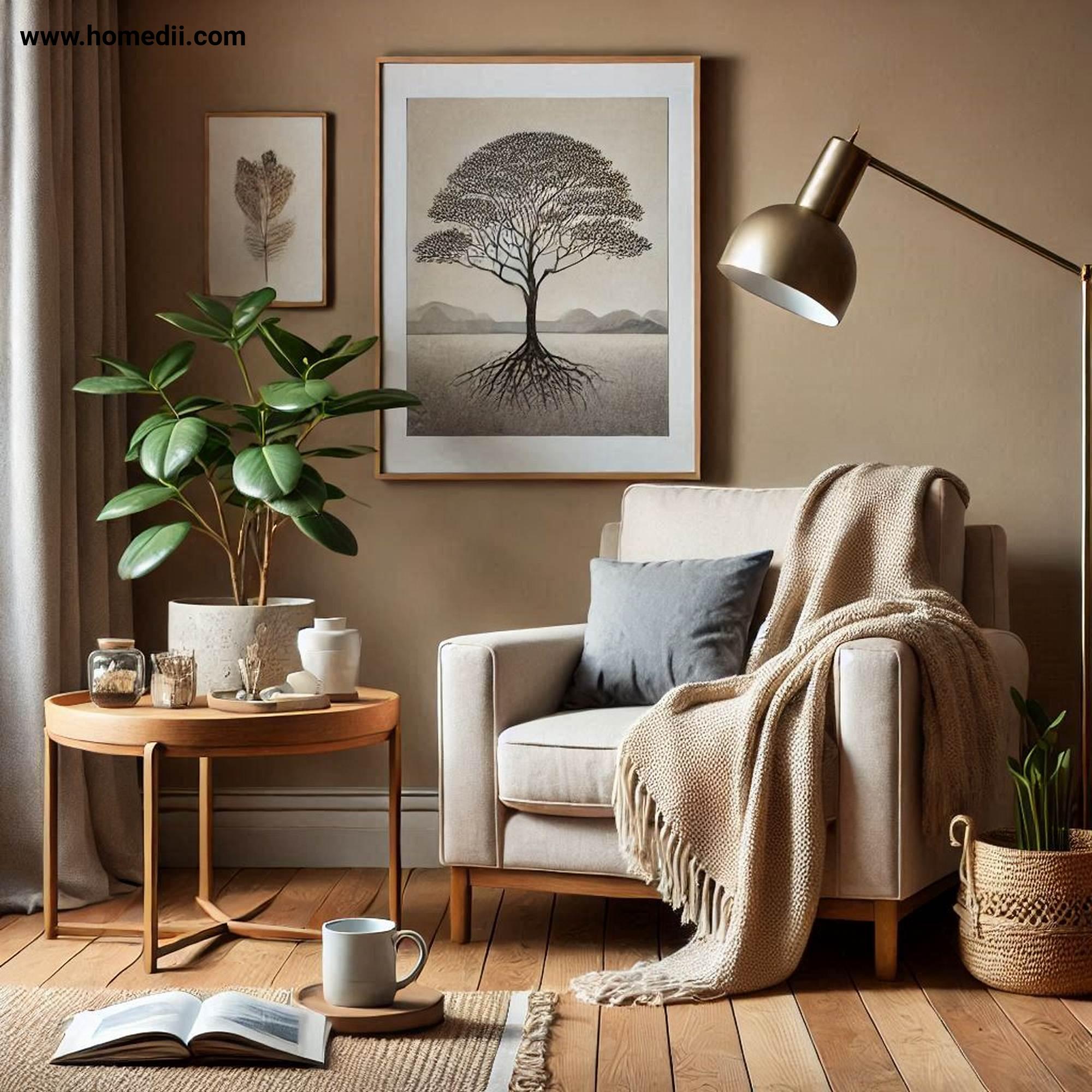 Japandi Living Room - Create A Cozy Corner with Armchair, Soft Throw, Reading Lamp!