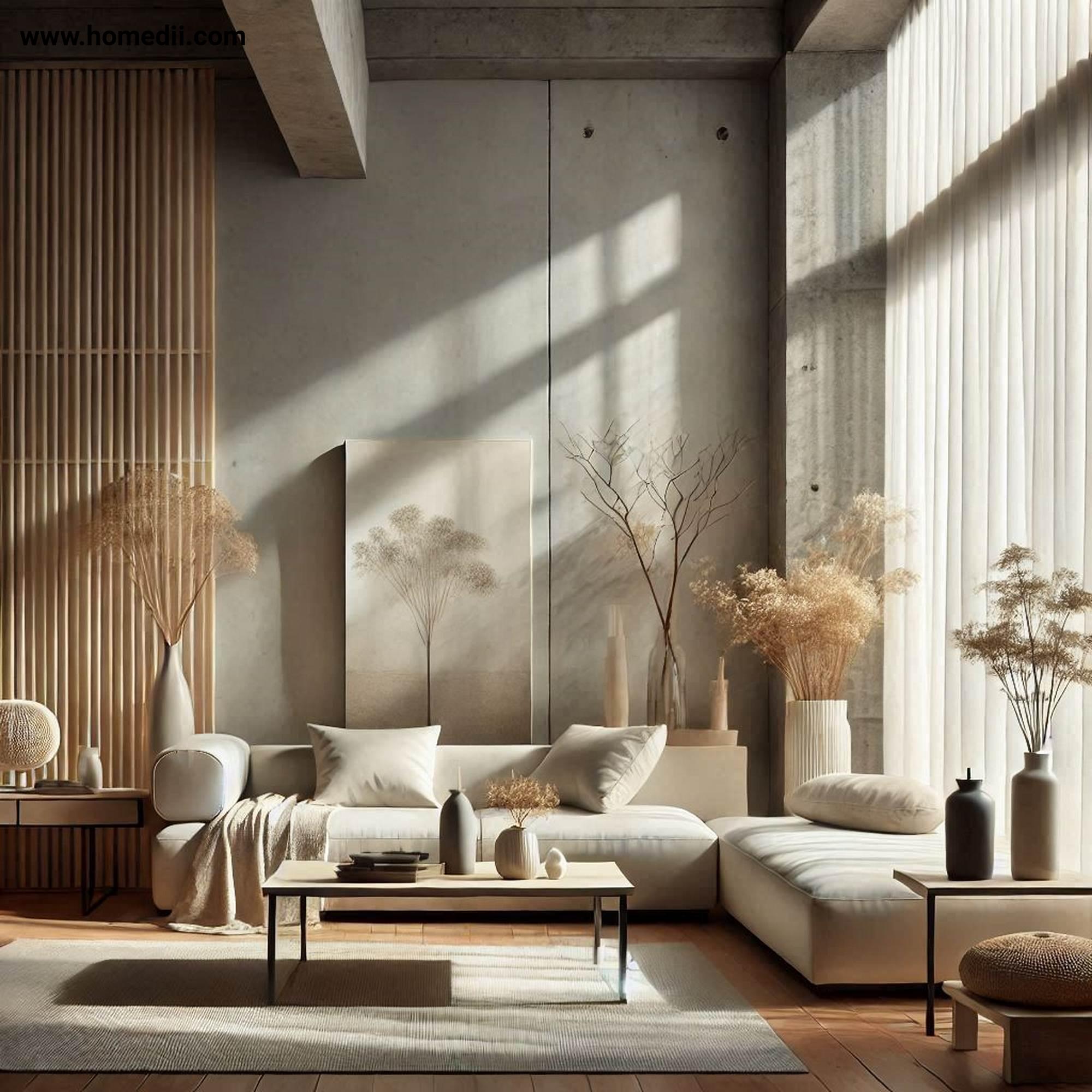 Japandi Living Room - Maximize Natural Light with Sheer Curtains, Bare Windows, Natural Light!