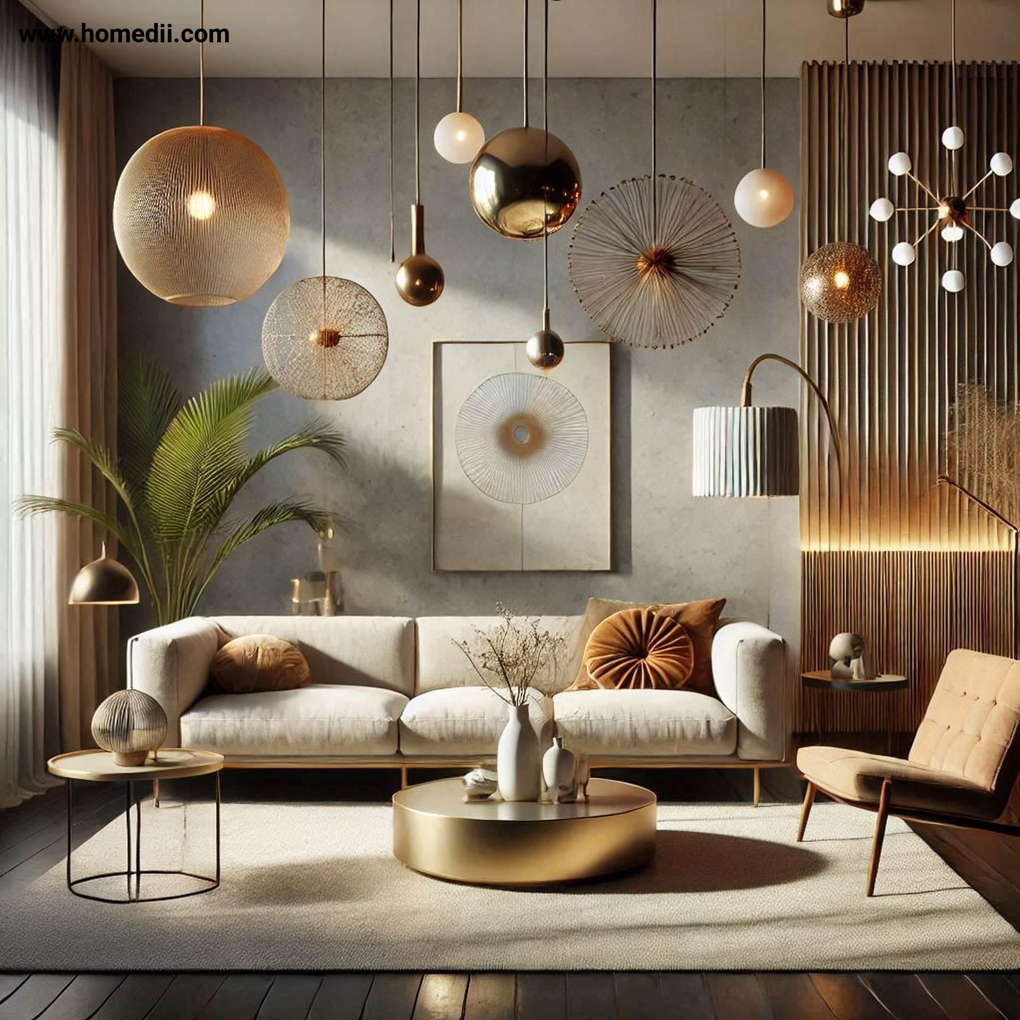 Mid Century Living Room - Incorporate Vintage Lighting with Pendant Lamps,Arc Floor Lamps,Sputnik Chandeliers,Brass,Chrome!