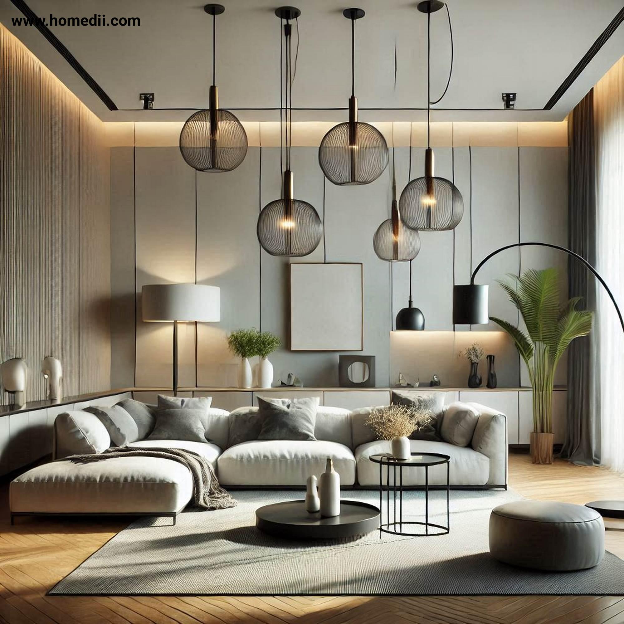 Modern Living Room - Add Statement Lighting with Pendant Lights, Floor Lamps, Recessed Lighting!