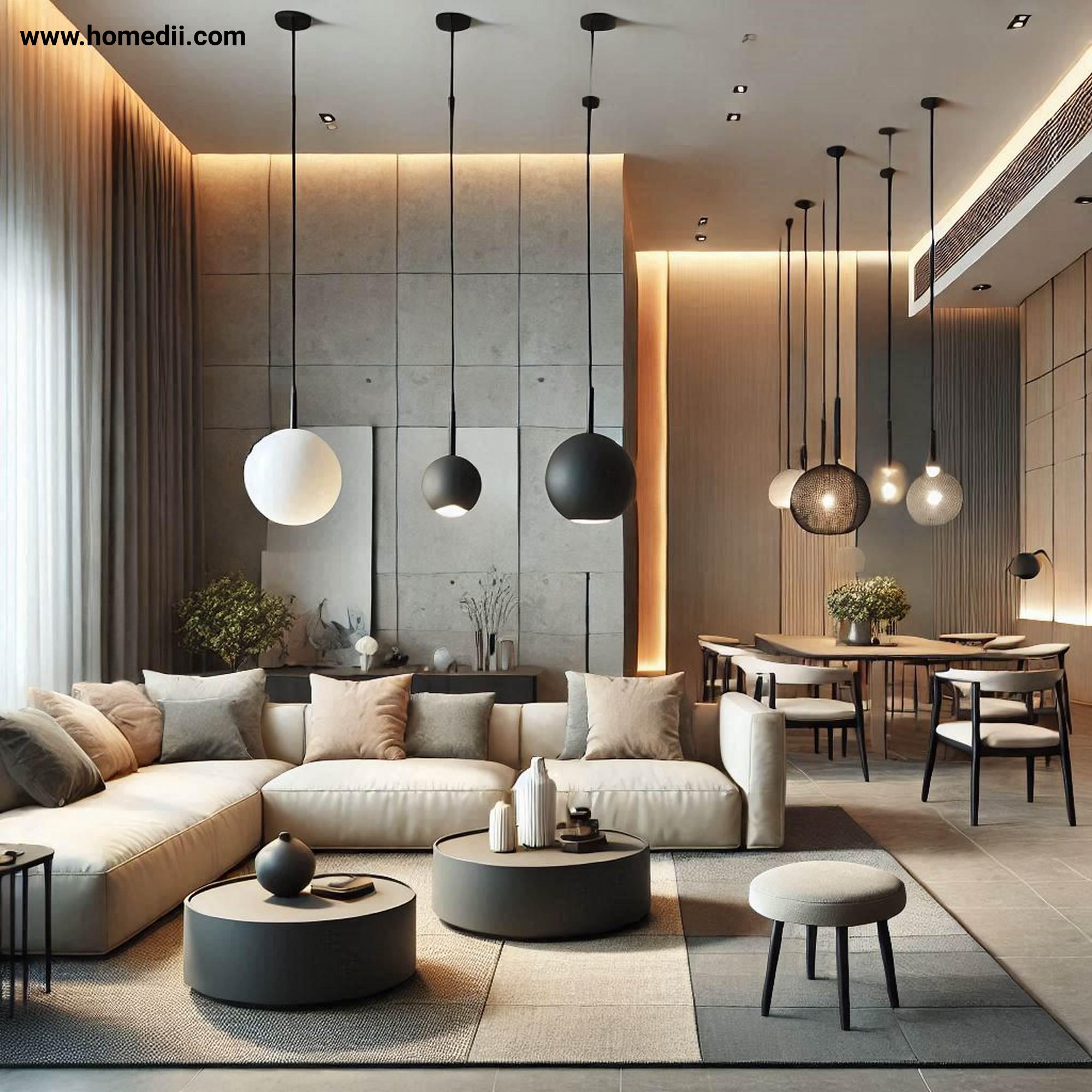 Modern Living Room - Add Statement Lighting with Pendant Lights, Floor Lamps, Recessed Lighting!