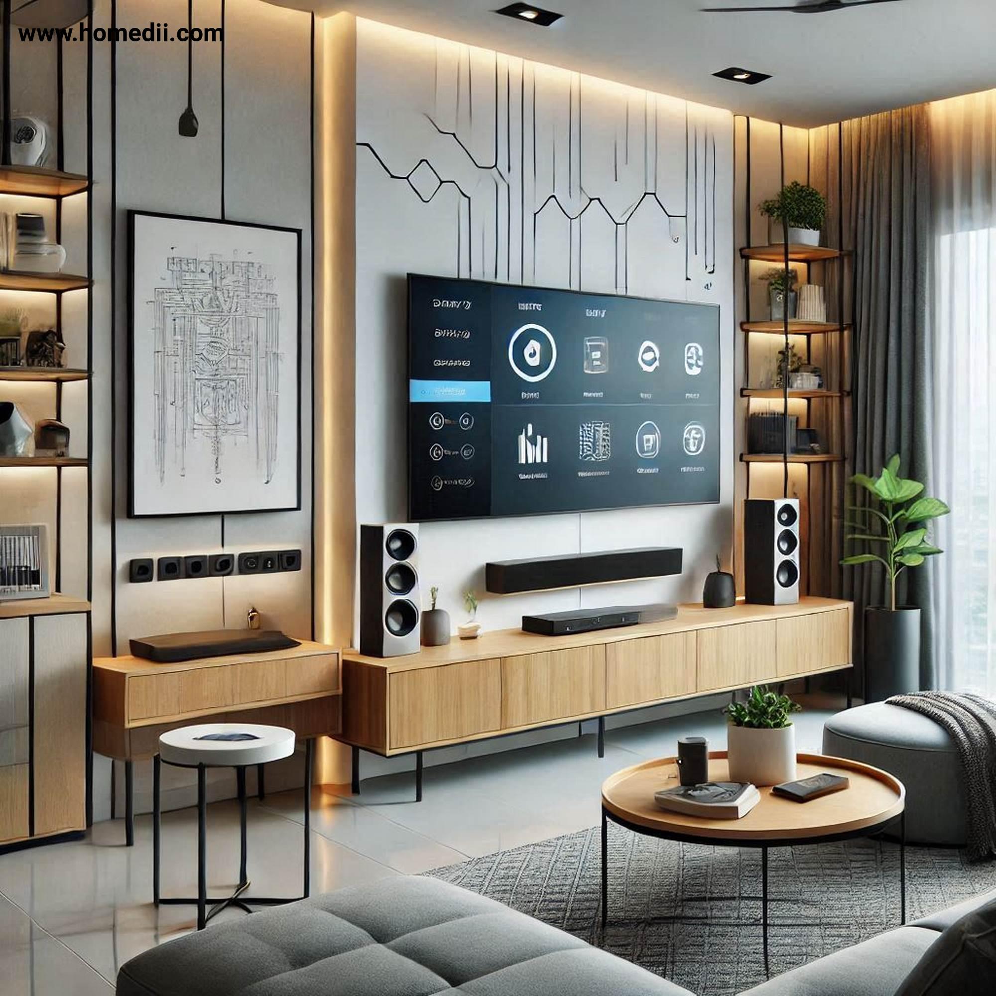 Modern Living Room - Incorporate Smart Technology with Smart Lighting, Charging Stations, Entertainment Systems!