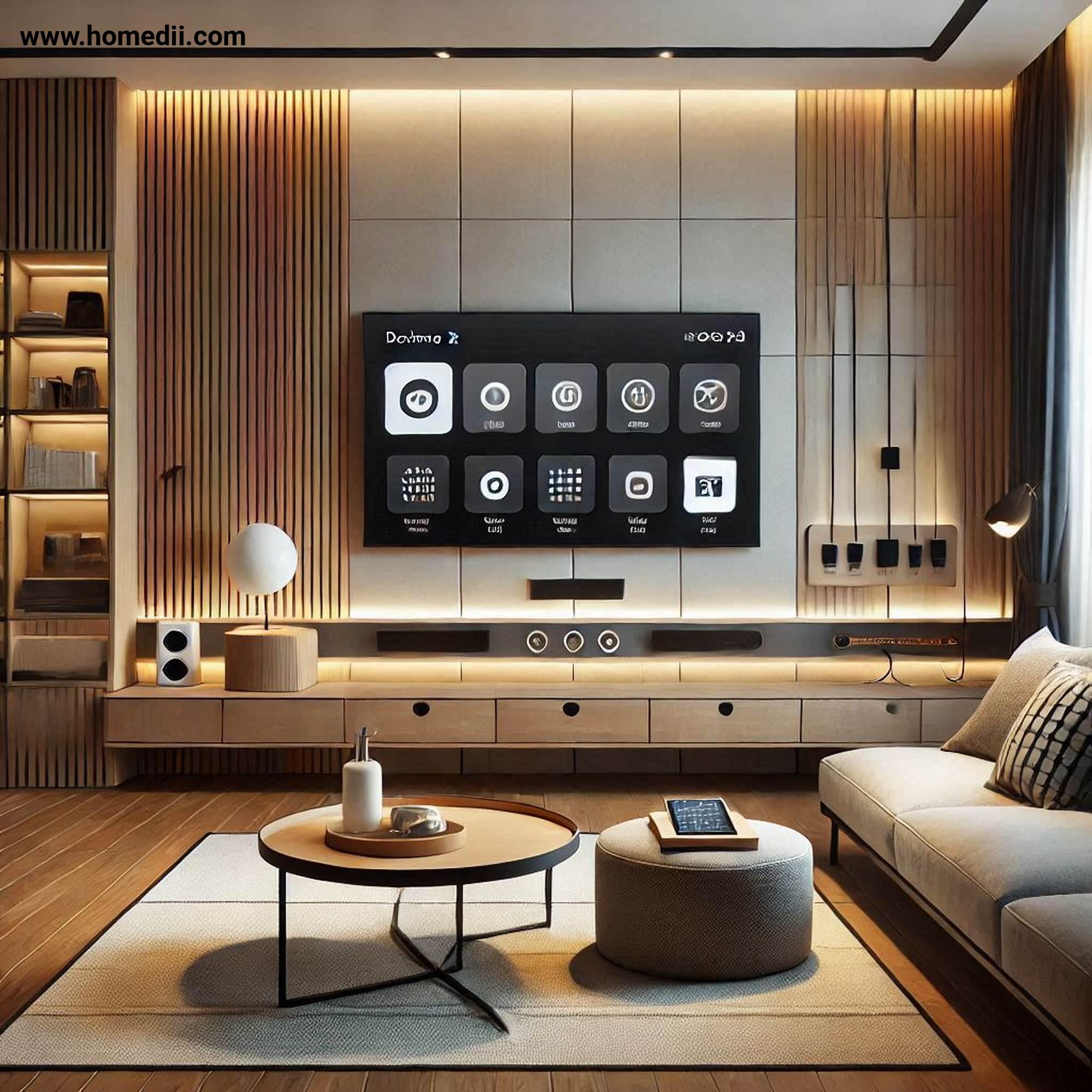 Modern Living Room - Incorporate Smart Technology with Smart Lighting, Charging Stations, Entertainment Systems!