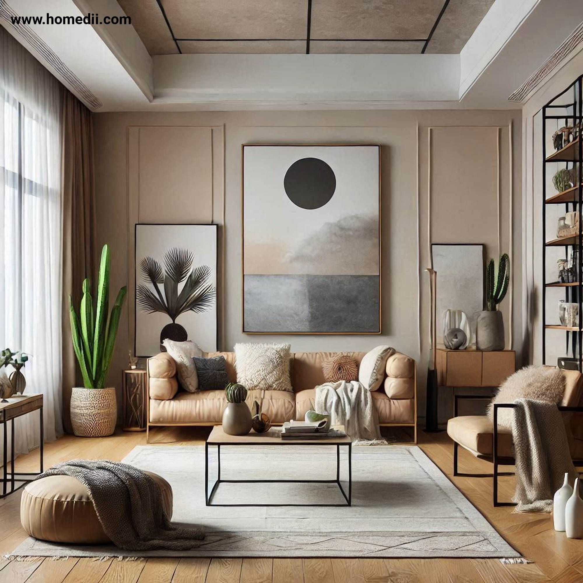 Modern Living Room - Introduce Textural Contrast with Throw Blankets, Rugs, Leather Upholstery, Velvet Upholstery!
