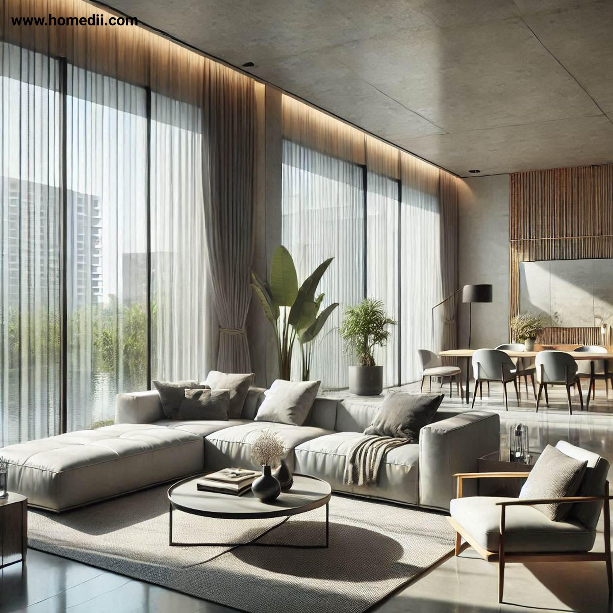 Modern Living Room - Use Large Windows And Natural Light with Large Windows, Glass Doors, Sheer Curtains!
