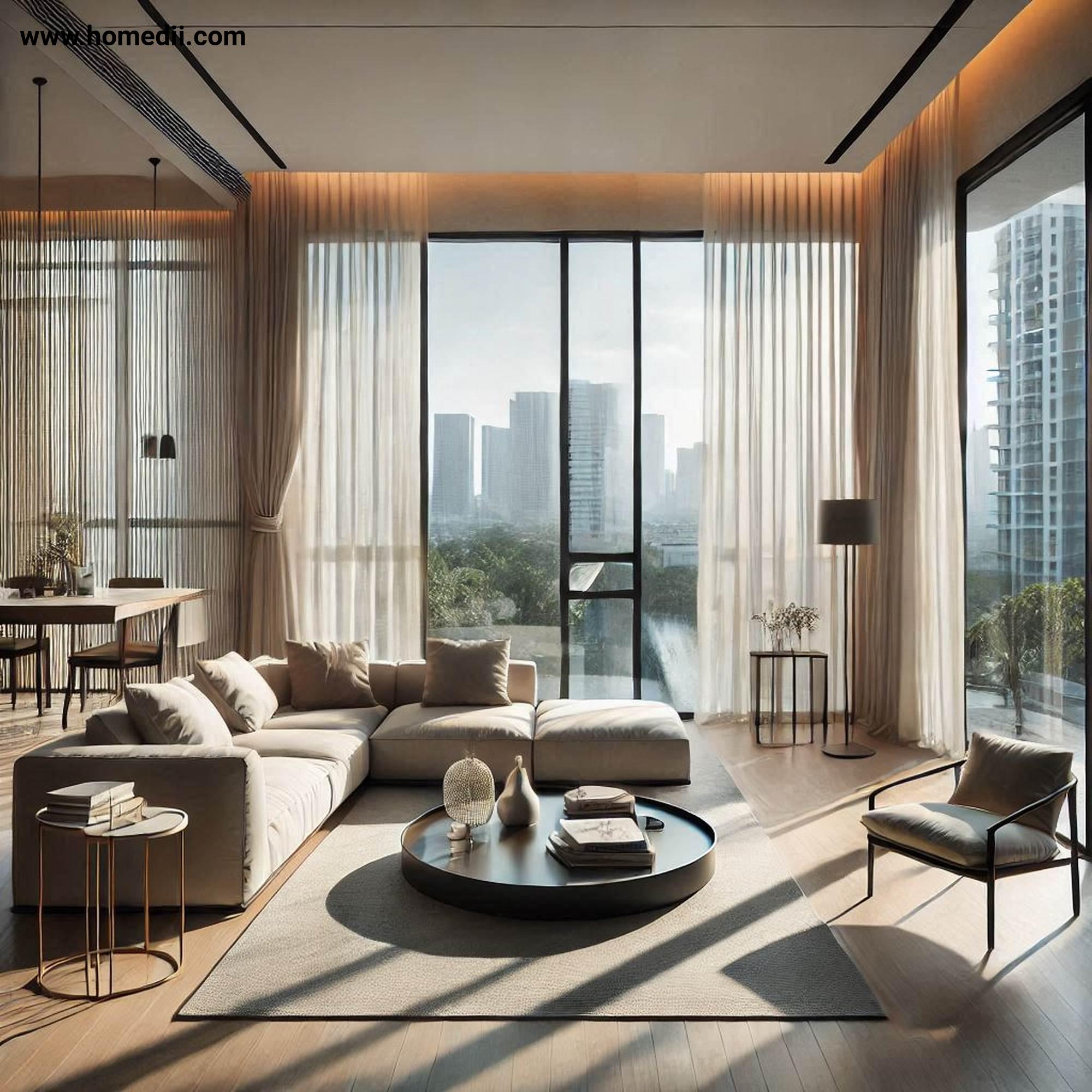 Modern Living Room - Use Large Windows And Natural Light with Large Windows, Glass Doors, Sheer Curtains!