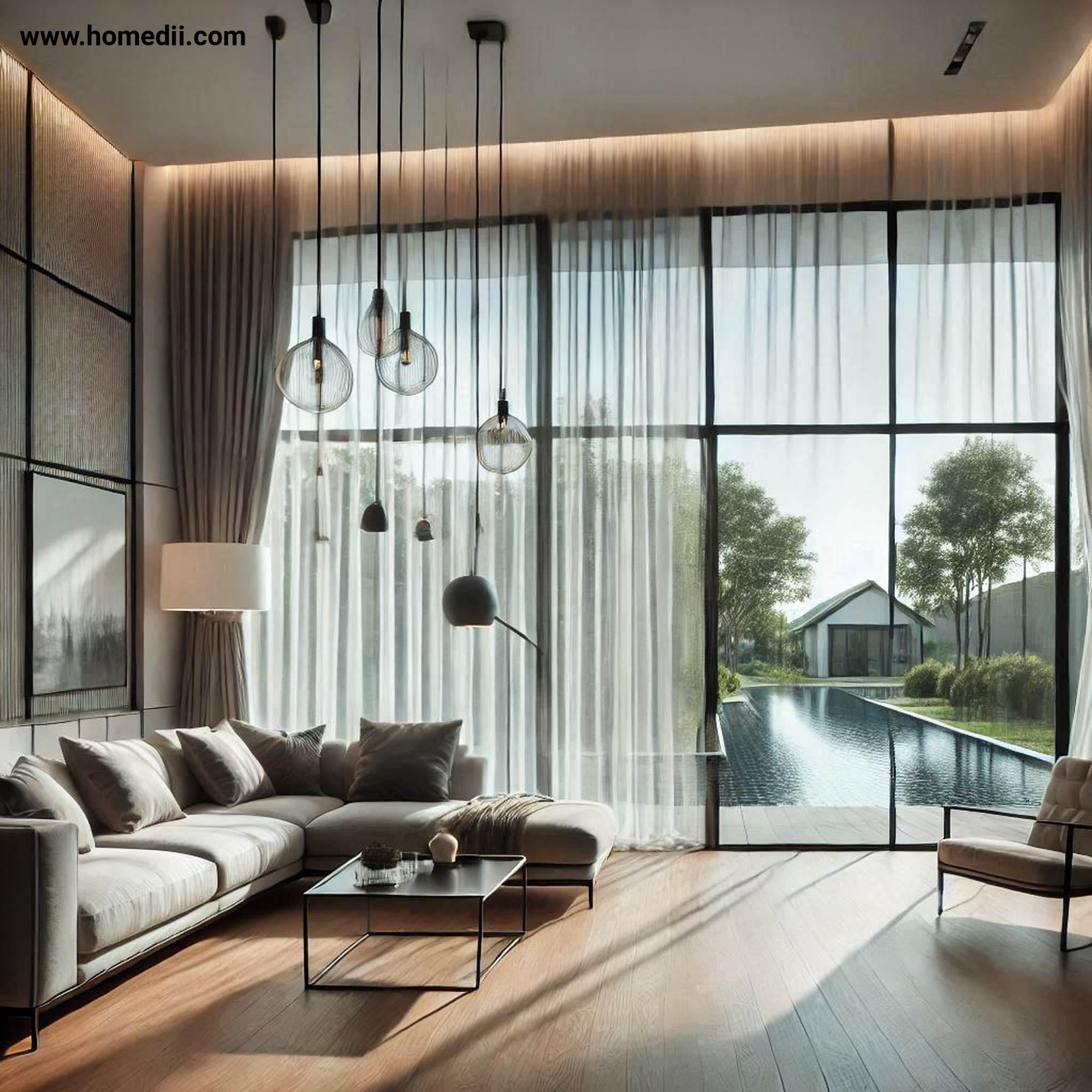 Modern Living Room - Use Large Windows And Natural Light with Large Windows, Glass Doors, Sheer Curtains!