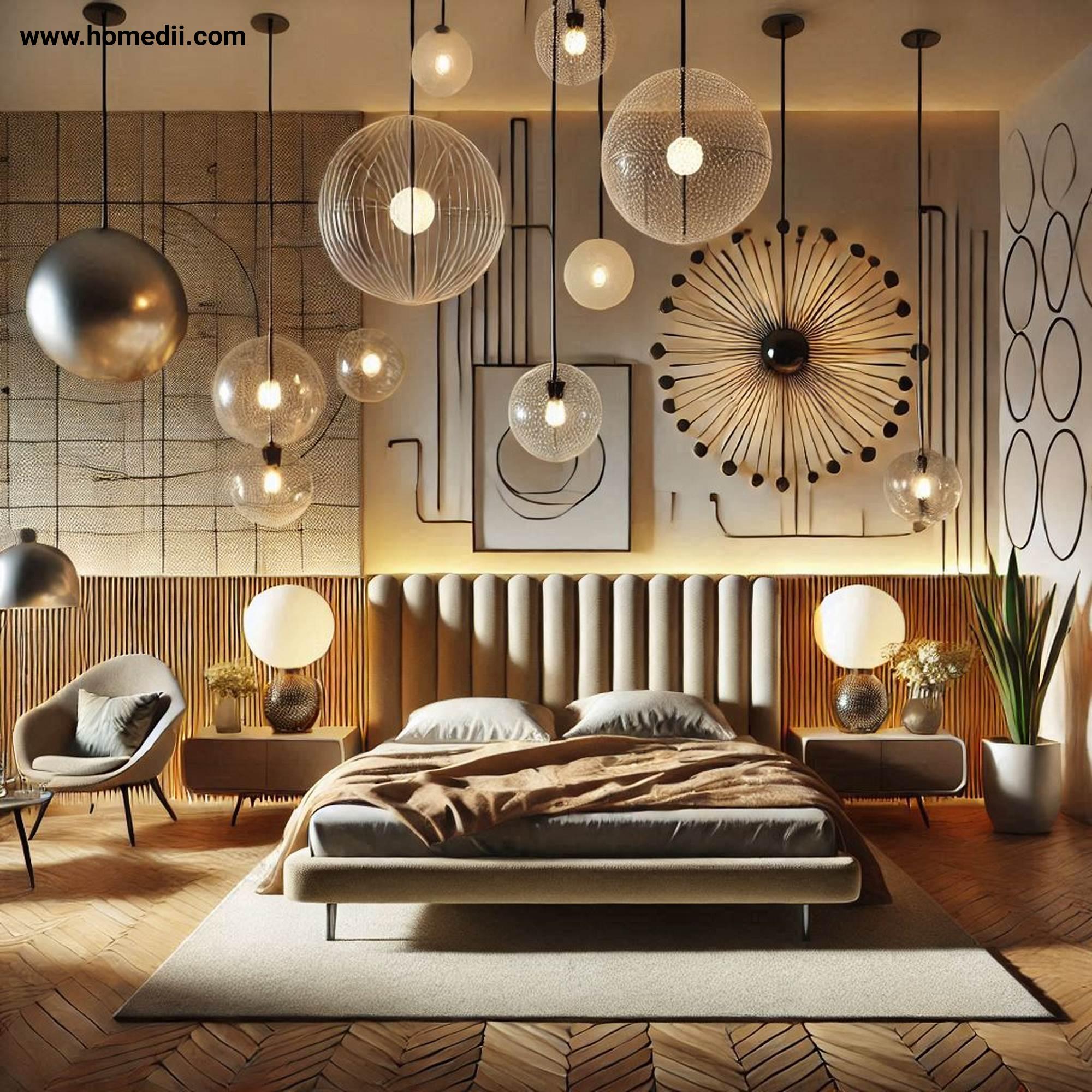 Mid Century Bedroom Tips - Add Statement Lighting with Sputnik Chandeliers, Globe Pendant Lights, Sculptural Table Lamps!