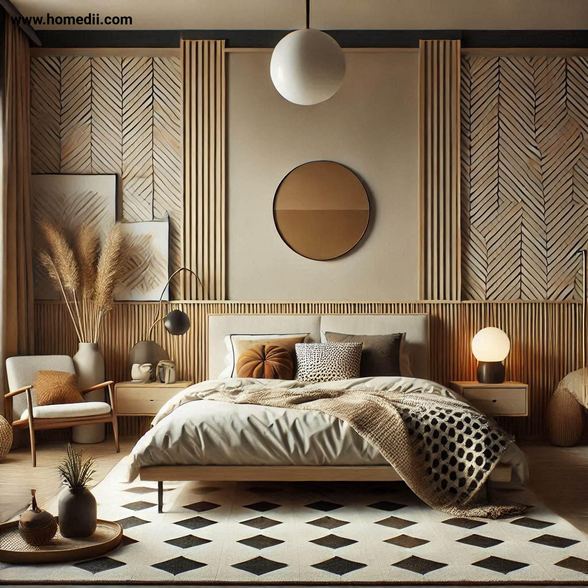 Mid Century Bedroom Tips - Incorporate Geometric Patterns with Geometric Patterns, Bedding, Throw Pillows, Statement Rug!