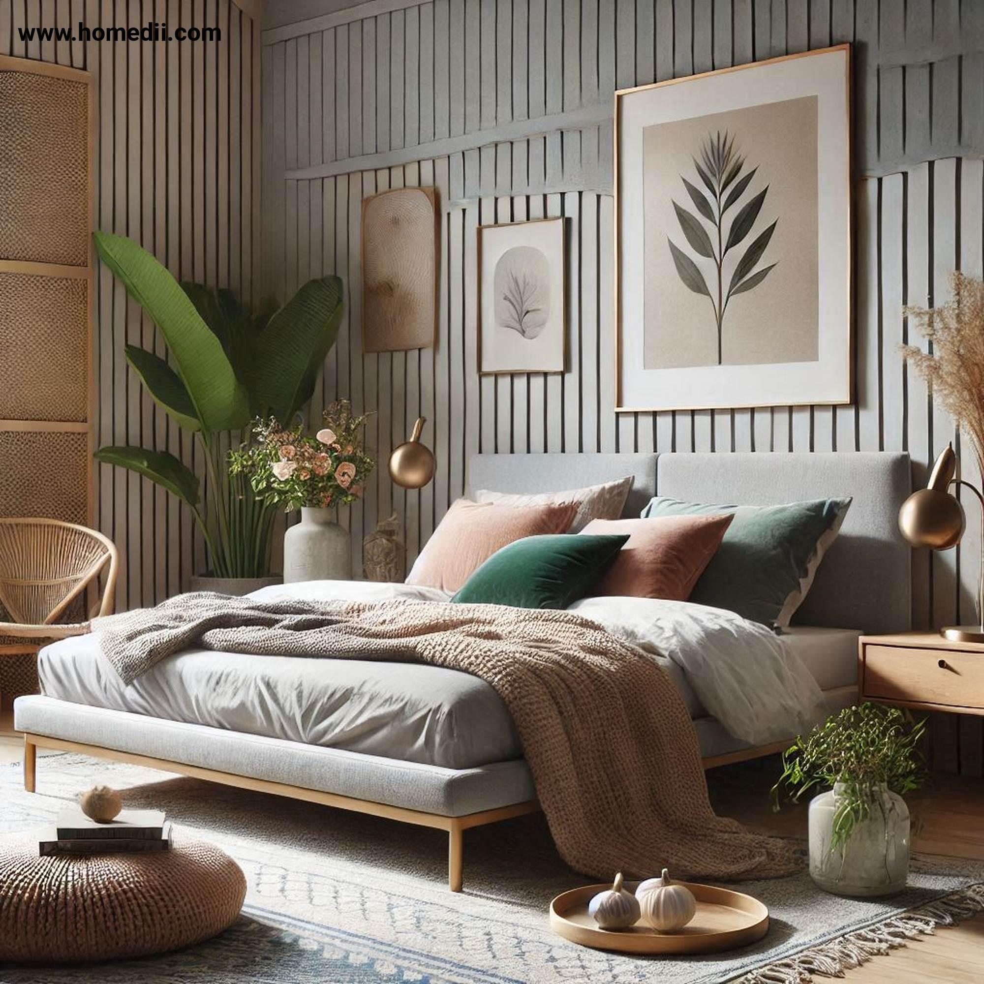 Mid Century Bedroom Tips - Incorporate Textural Layers with Soft Throws, Velvet Cushions, Woven Rugs!