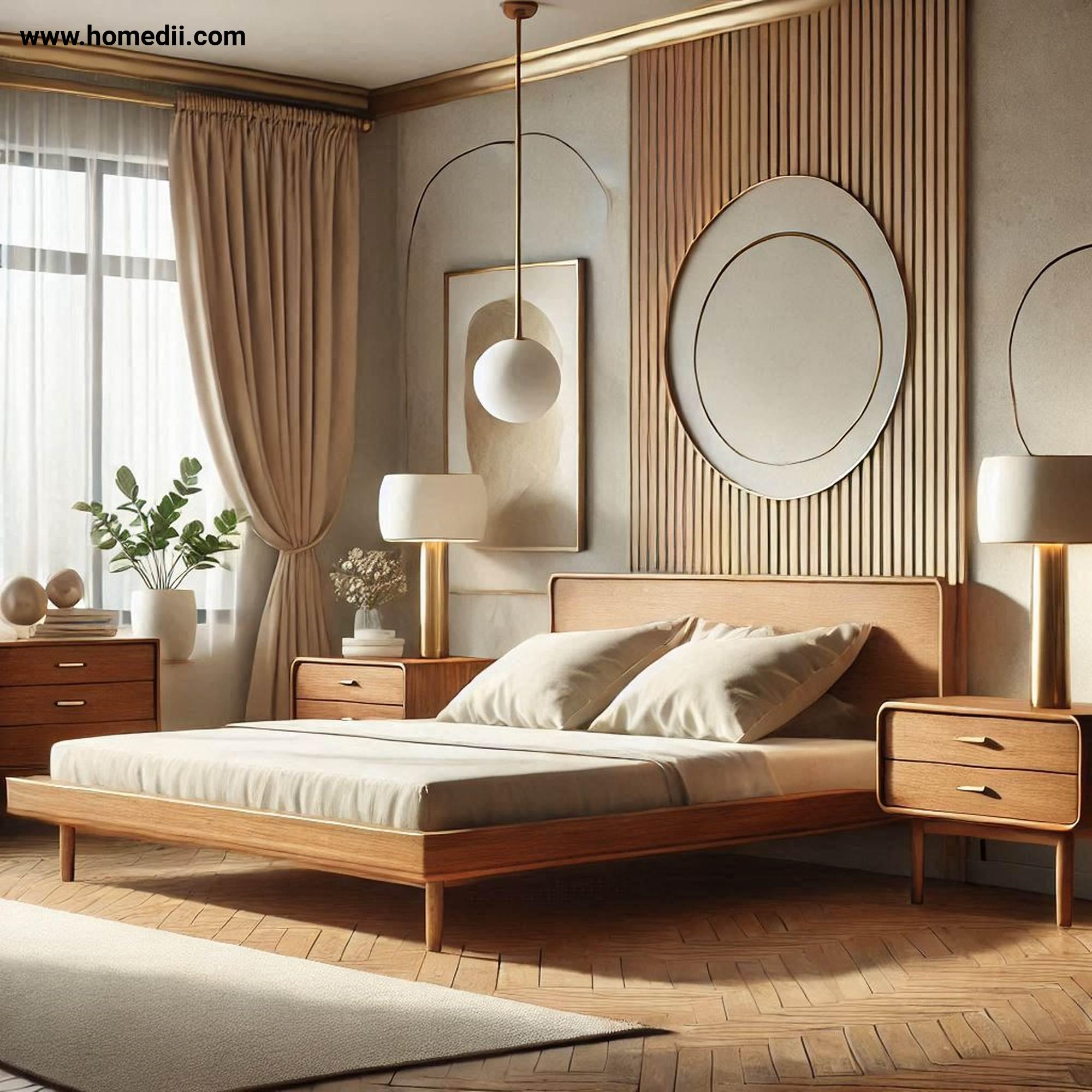 Mid Century Bedroom Tips - Start With Iconic Furniture Pieces with Platform Bed, Tapered Legs, Vintage-Inspired Nightstand, Sleek Dresser!