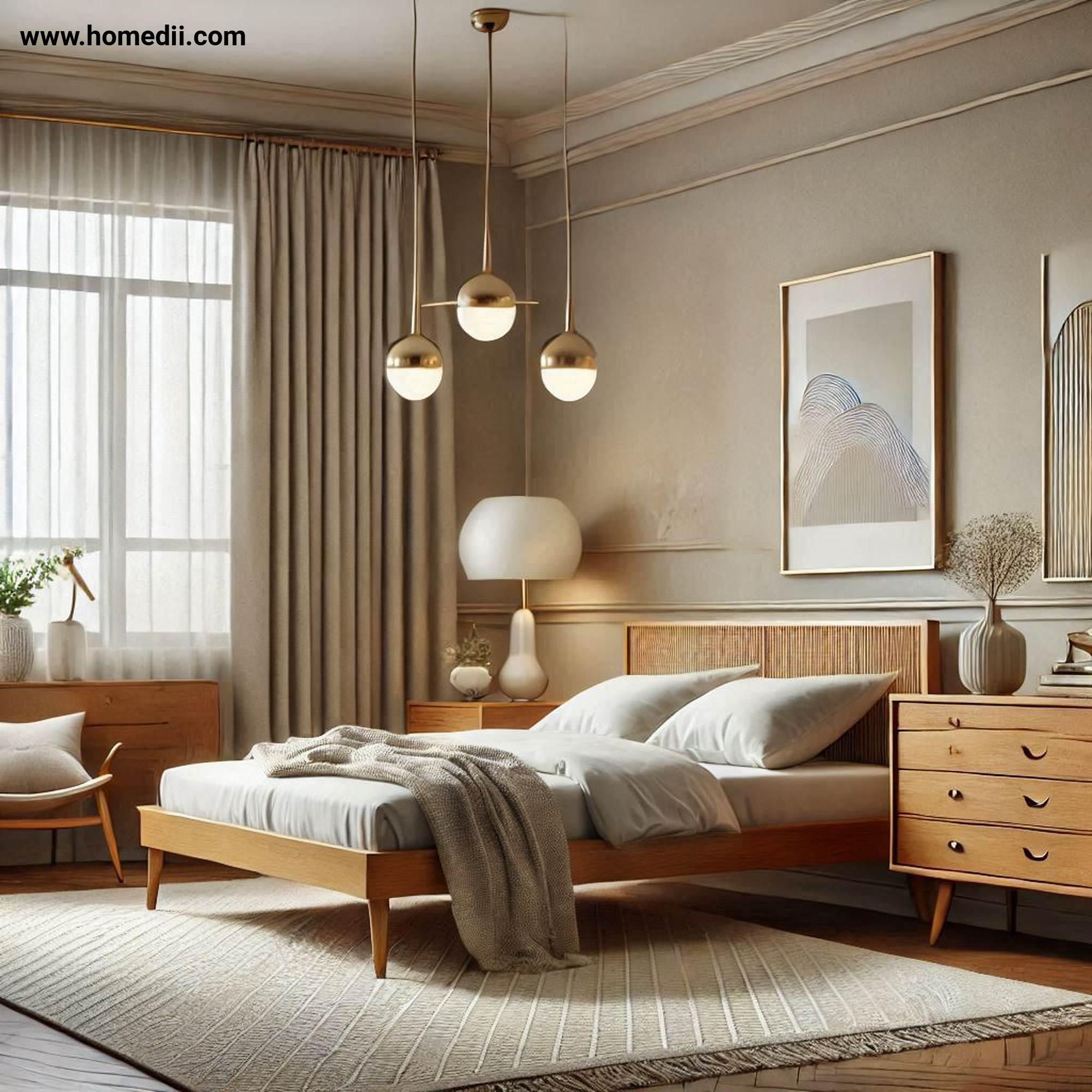 Mid Century Bedroom Tips - Start With Iconic Furniture Pieces with Platform Bed, Tapered Legs, Vintage-Inspired Nightstand, Sleek Dresser!